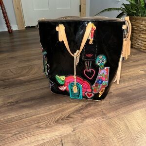 Consuela Embroidered Black Tote Bag